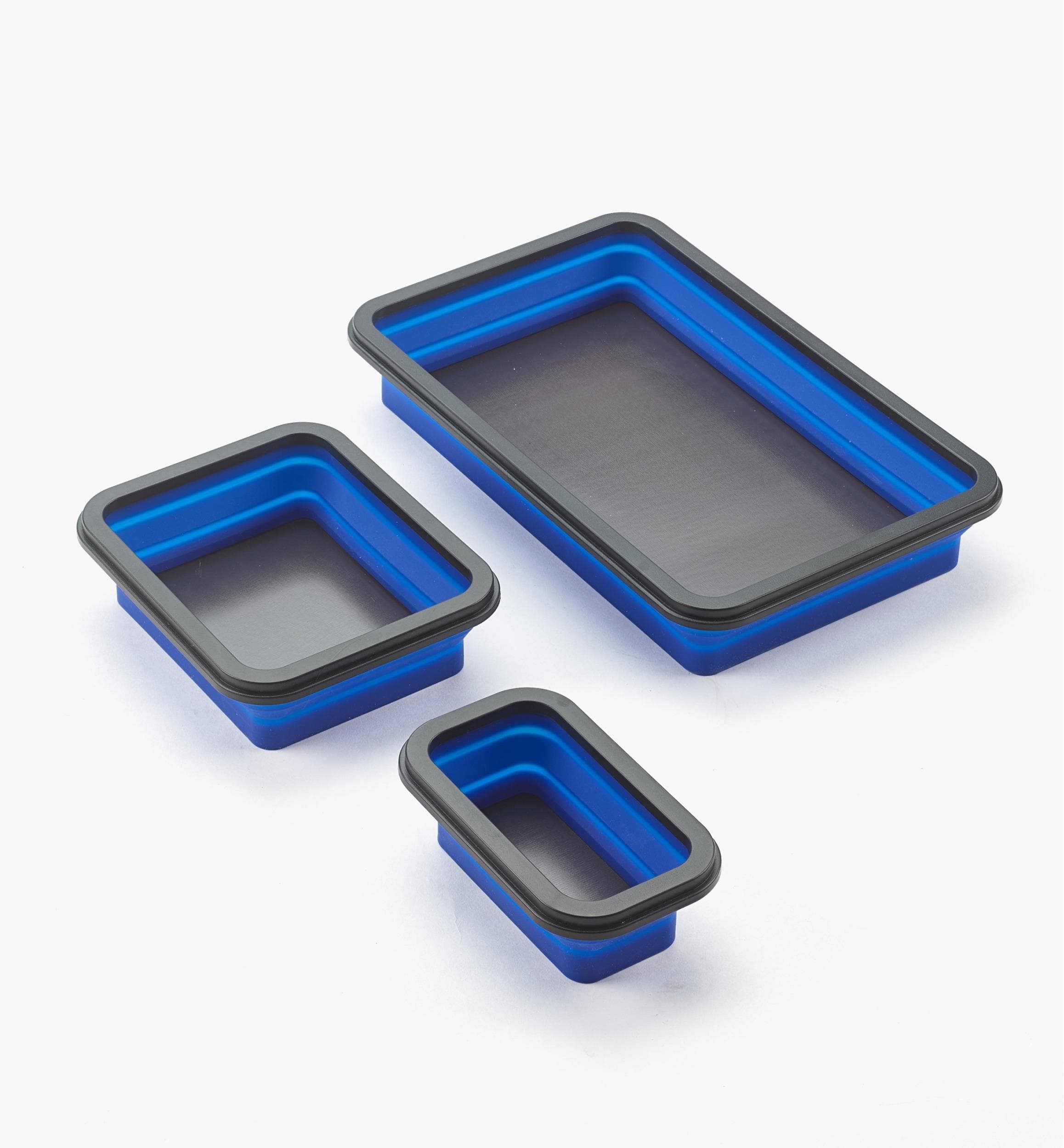 3-Pack Collapsible Magnetic Parts Tray Set – Foldable Silicone Tool Trays, 4.5” Square, Strong Magnets, For Bolts, Screws & Small Metal Parts